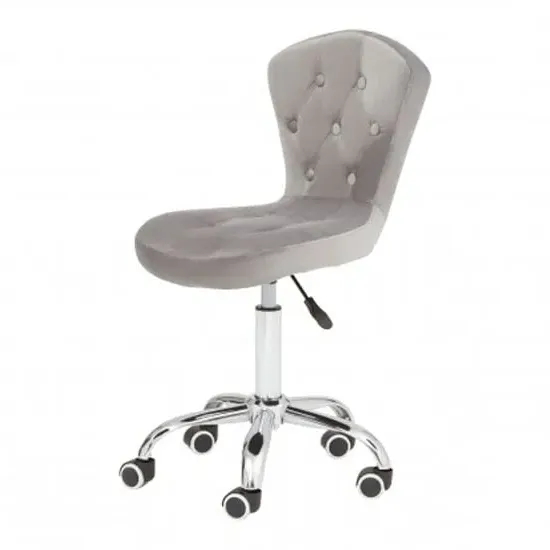 Detra Rolling Office Chair with Adjustable Height - Grey, Velvet image