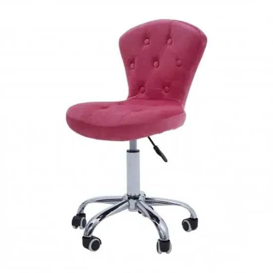 Detra Rolling Office Chair with Adjustable Height - Pink, Velvet