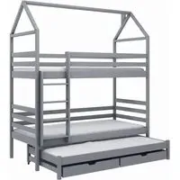 Detroit Bunk Bed with Trundle - Grey, Pine