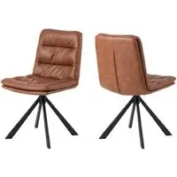Detroit Dining Chairs with Black Legs - Brown, PU Leather