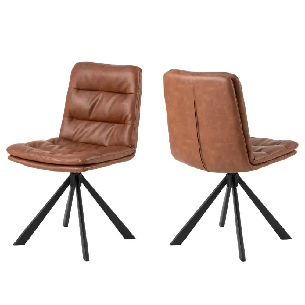 Detroit Dining Chairs with Black Legs - Brown, PU Leather image