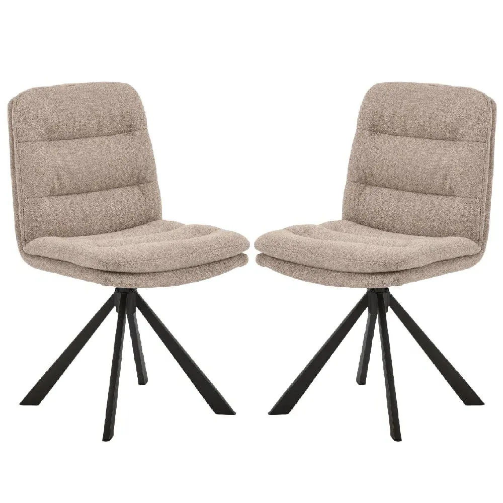 Detroit Dining Chairs with Swivel - Beige, Fabric