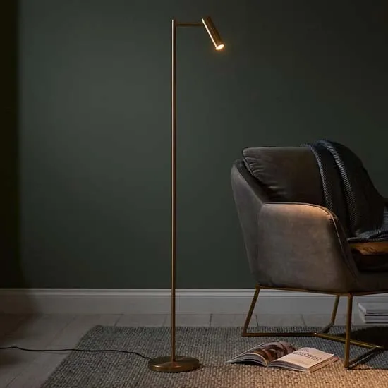 Detroit Reader Task Floor Lamp with Dimming - Brass