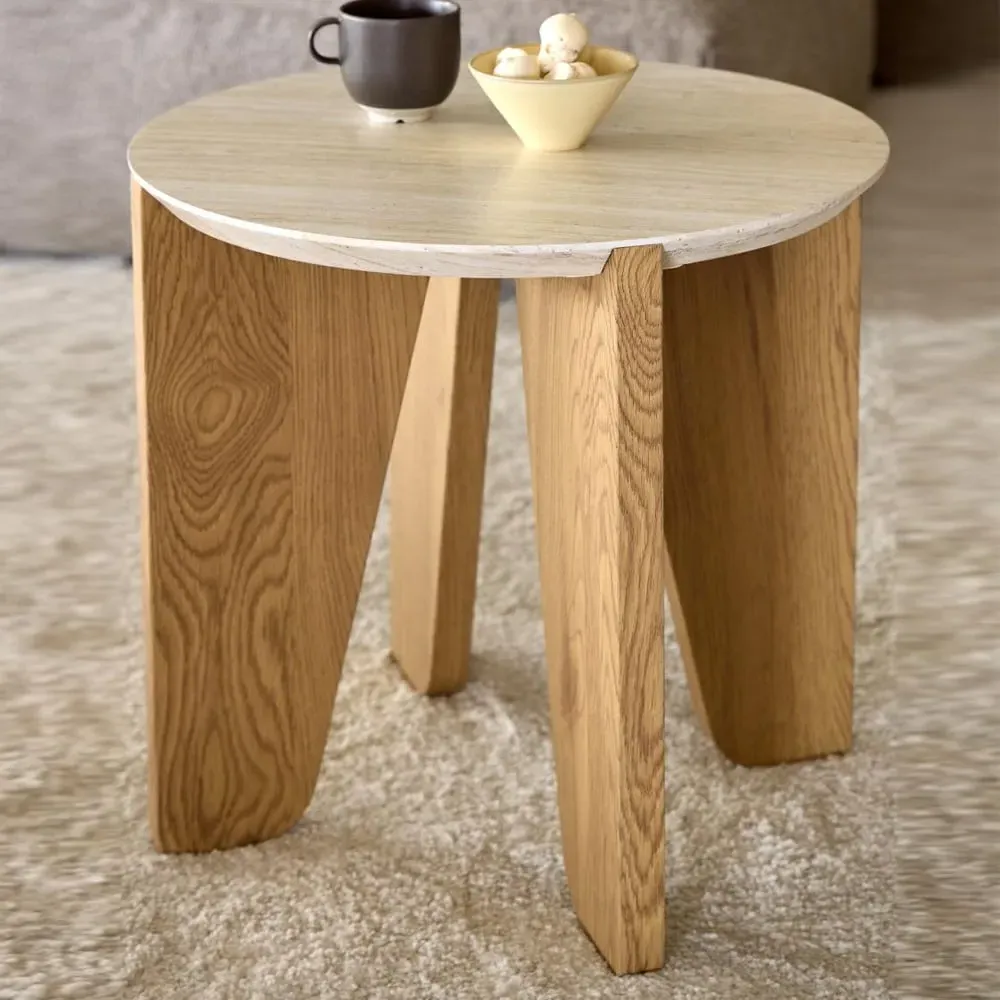 Detroit Round Side Table - Matt Oak image