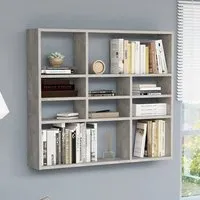 Deus Wall Shelf with 10 Compartments - Concrete Effect