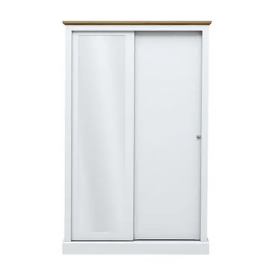 Devan 2-Door Sliding Wardrobe - White, Particle Board