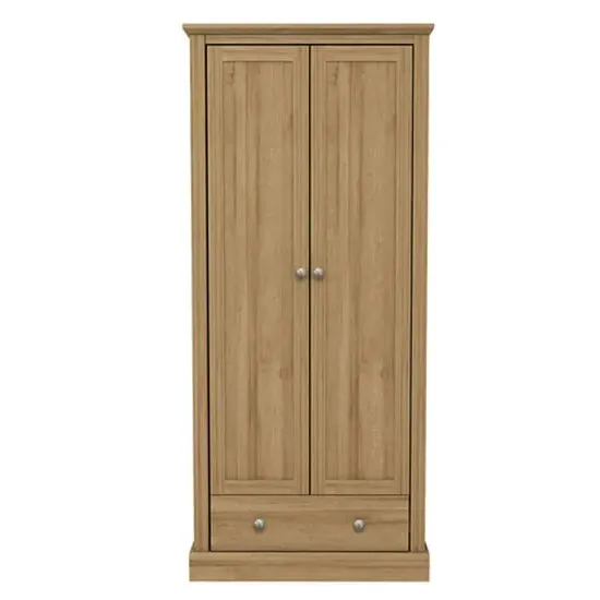 Devan 2-Door Wardrobe with Storage - Oak