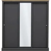 Devan 3-Door Sliding Wardrobe - Charcoal, Particle Board