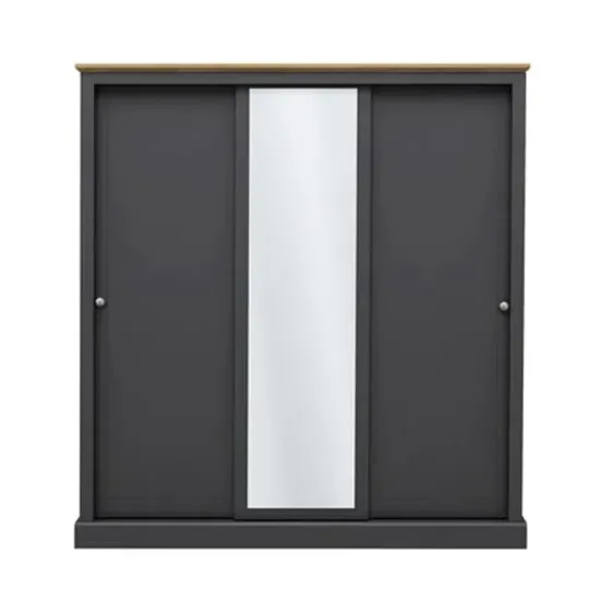 Devan 3-Door Sliding Wardrobe - Charcoal, Particle Board