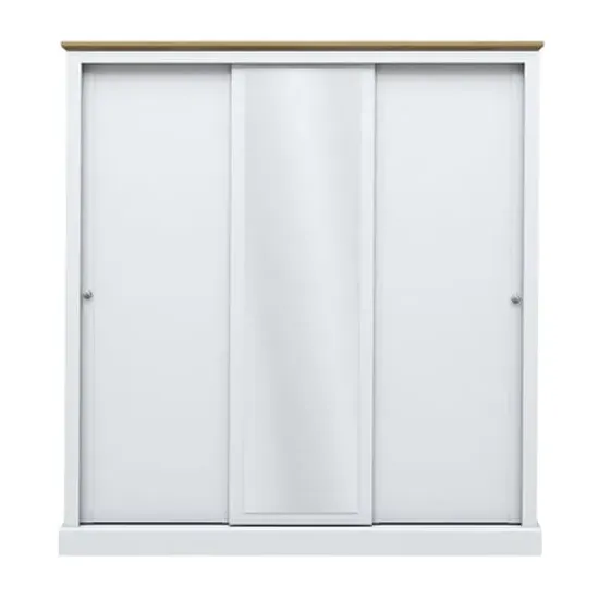 Devan 3-Door Sliding Wardrobe - White, Particle Board
