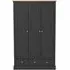 Devan 3-Door Wardrobe with Storage - Charcoal
