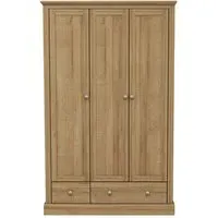 Devan 3-Door Wardrobe with Storage - Oak