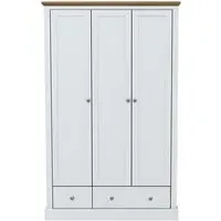 Devan 3-Door Wardrobe with Storage - White