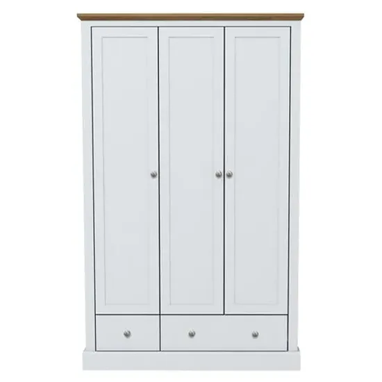 Devan 3-Door Wardrobe with Storage - White