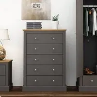 Devan 5 Drawer Chest - Charcoal