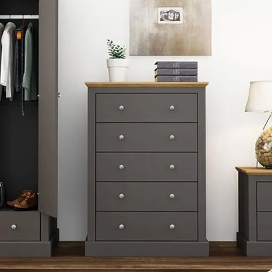 Devan 5 Drawer Chest - Charcoal image