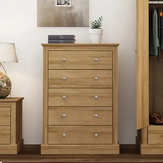 Devan 5 Drawer Chest - Oak