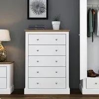 Devan 5 Drawer Chest - White