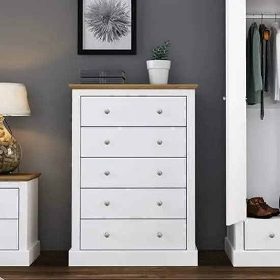 Devan 5 Drawer Chest - White