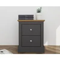 Devan Bedside Cabinet with 2 Drawers - Charcoal