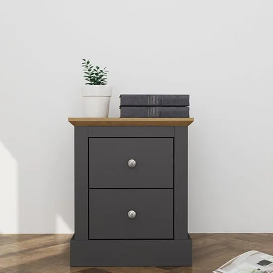 Devan Bedside Cabinet with 2 Drawers - Charcoal image