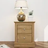 Devan Bedside Cabinet with 2 Drawers - Oak