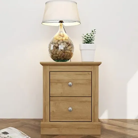 Devan Bedside Cabinet with 2 Drawers - Oak