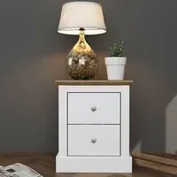 Devan Bedside Cabinet with 2 Drawers - White