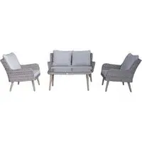 Deven 4-Seater Garden Sofa Set with Coffee Table - Grey, Rattan