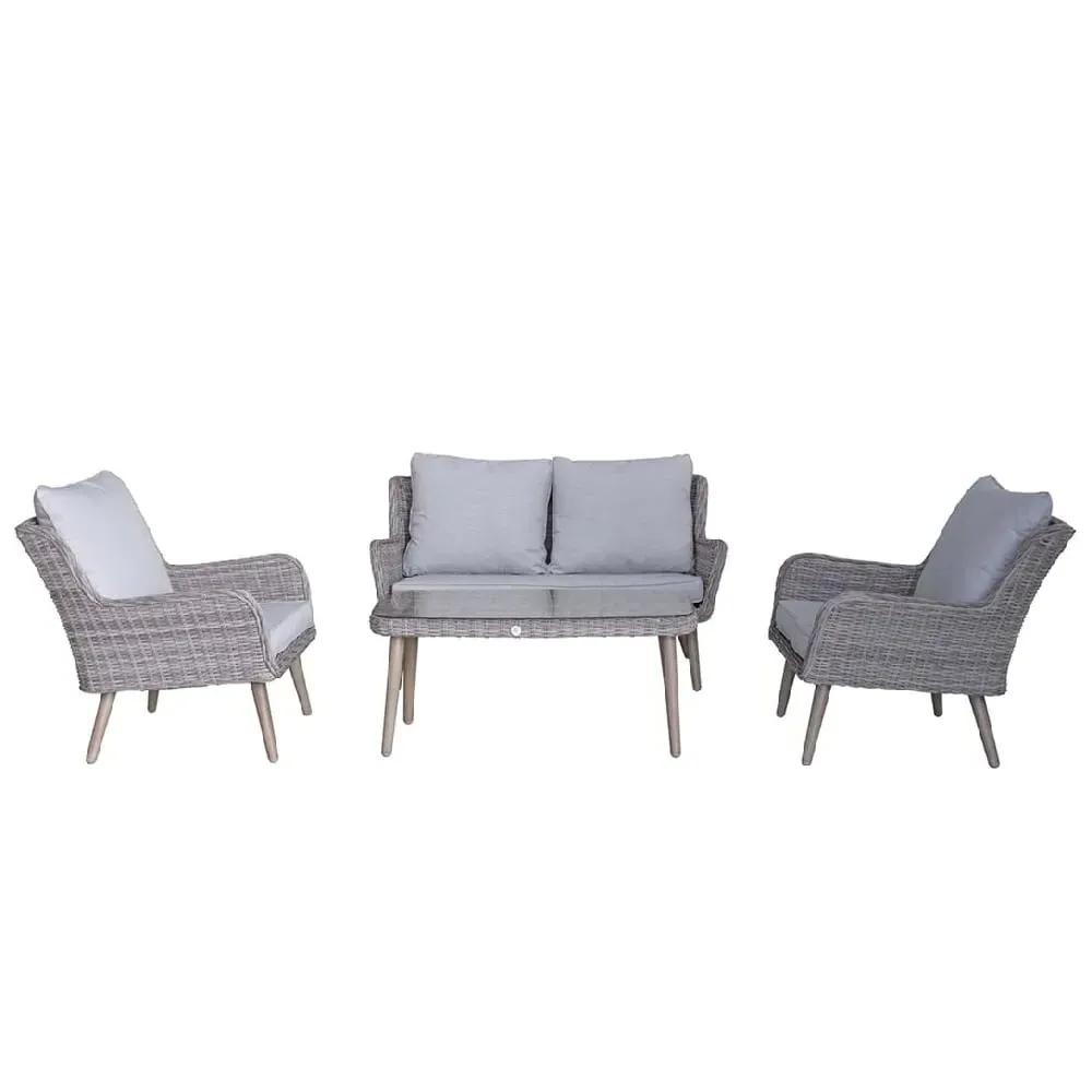Deven 4-Seater Garden Sofa Set with Coffee Table - Grey, Rattan image