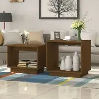 Devery Nest of 2 Coffee Tables - Brown, Pine Wood