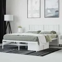 Devlin King Size Bed Frame with Headboard - White, Steel