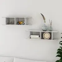 Devlin Set of 2 Wall Shelves - Concrete Effect, Engineered Wood