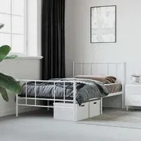 Devlin Single Bed Frame - White, Steel