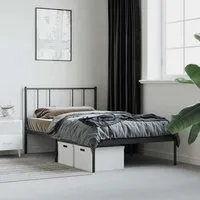 Devlin Single Bed Frame with Headboard - Black, Steel alternate view