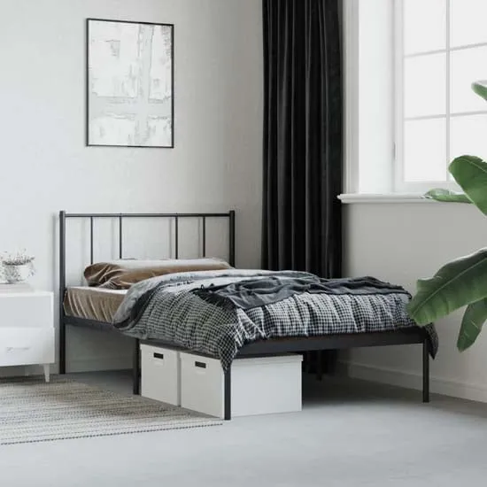 Devlin Single Bed Frame with Headboard - Black, Steel product