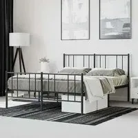 Devlin Small Double Bed Frame - Black, Steel