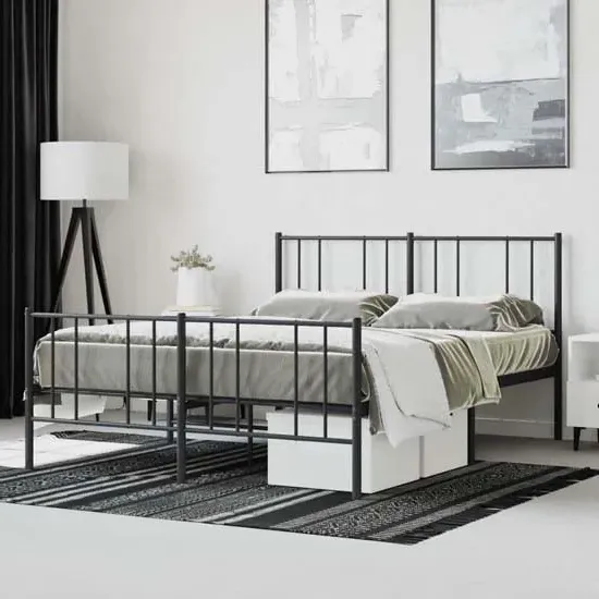 Devlin Small Double Bed Frame - Black, Steel
