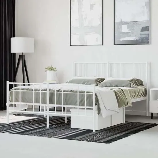 Devlin Small Double Bed Frame - White, Steel image