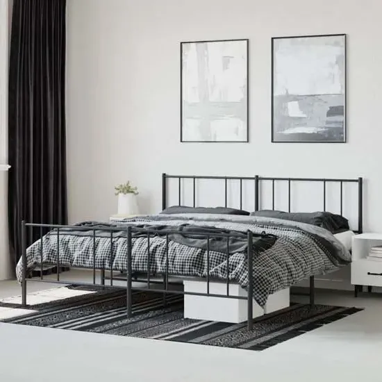 Devlin Super King Size Bed Frame - Black, Steel