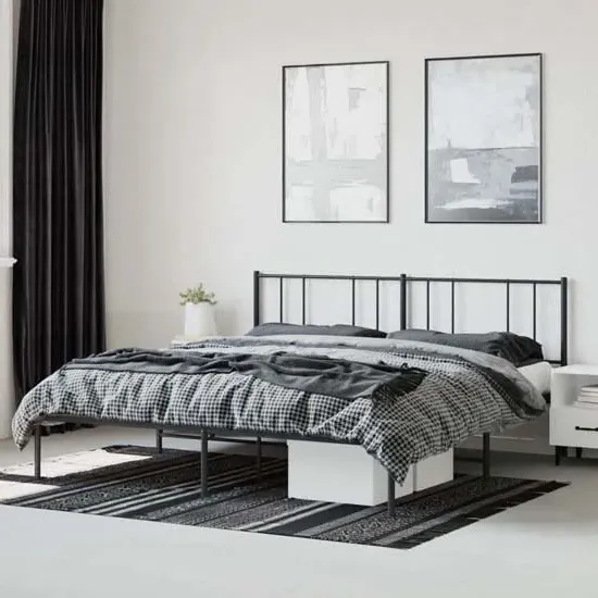 Devlin Super King Size Bed Frame with Headboard - Black, Steel