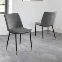 Devlune Dining Chairs with Black Legs, Pair - Grey Velvet alternate view