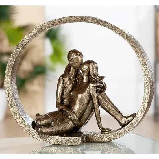 Devotion Lovers Sculpture - Brown, Polyresin