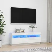 Dezso High Gloss TV Stand with LED Lights - White
