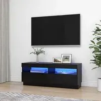Dezso TV Stand with LED Lights - Black, Engineered Wood