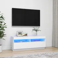 Dezso TV Stand with LED Lights - White, Engineered Wood alternate view
