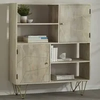 Dhort Display Cabinet with 2 Doors - Natural, Mango Wood