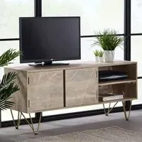 Dhort TV Stand with 2 Doors 1 Shelf - Natural, Mango Wood