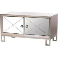 Diama Mirrored TV Stand with 2 Doors - Champagne