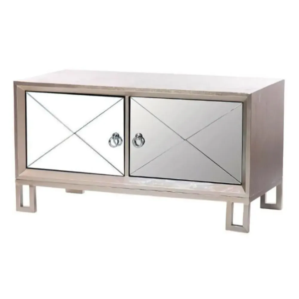 Diama Mirrored TV Stand with 2 Doors - Champagne image